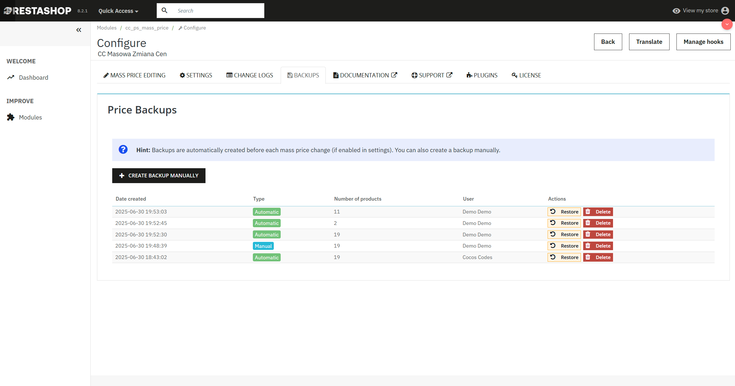 Cambio masivo de precios en Prestashop