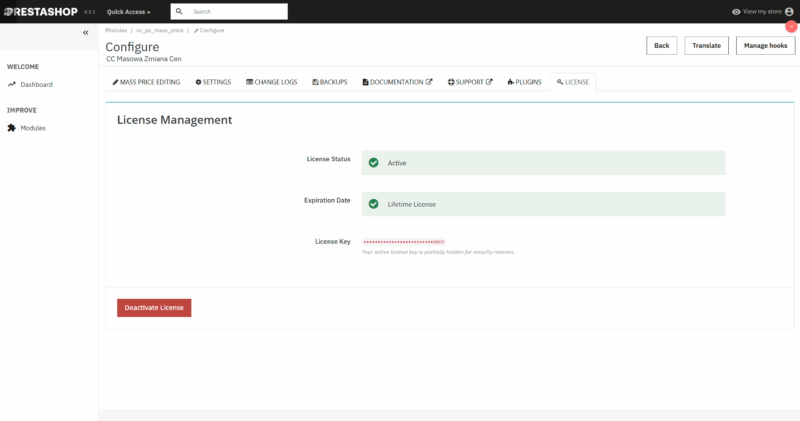 Masowa zmiana cen prestashop
