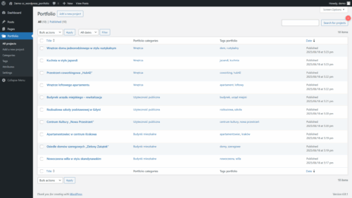 moduł portfolio wordpress