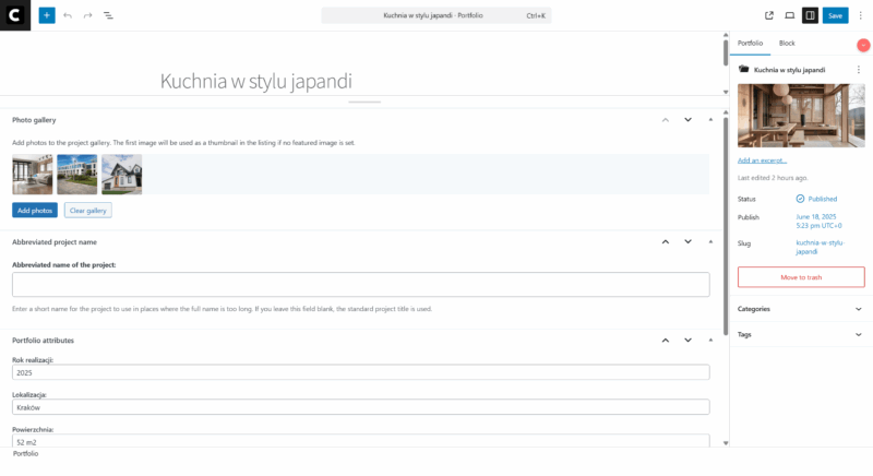 moduł portfolio wordpress