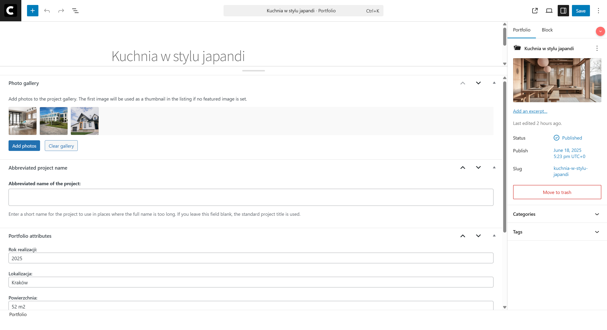 módulo wordpress portfolio