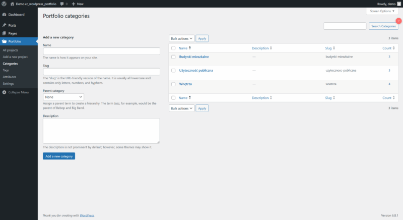 moduł portfolio wordpress