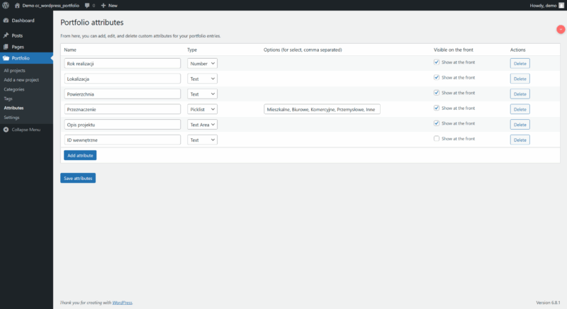 moduł portfolio wordpress