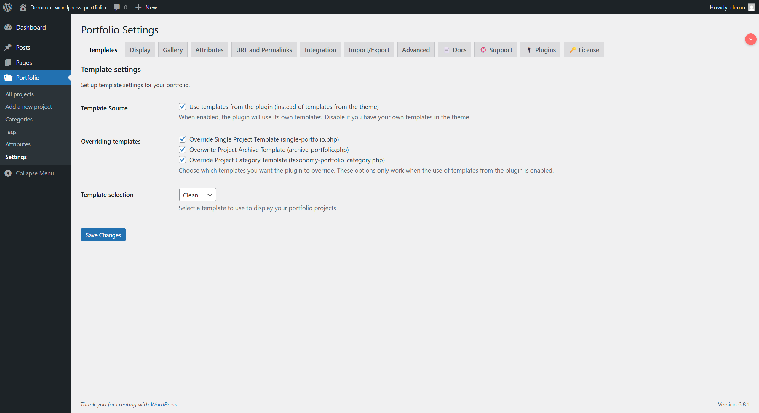 módulo wordpress portfolio