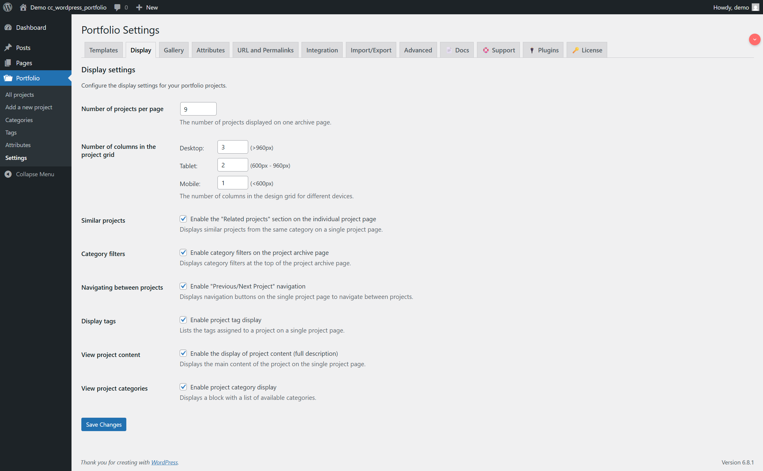 módulo wordpress portfolio
