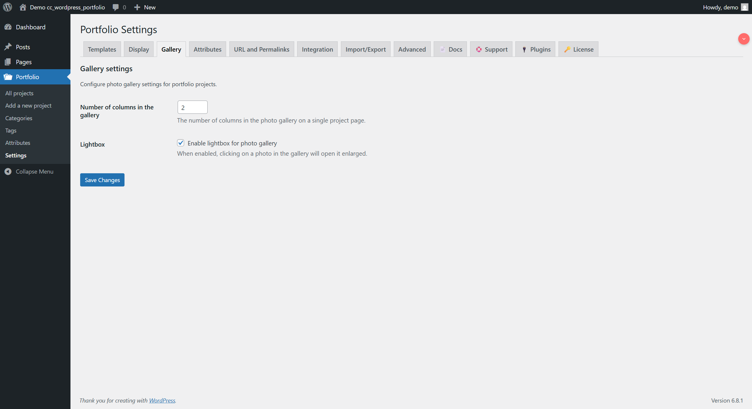 módulo wordpress portfolio
