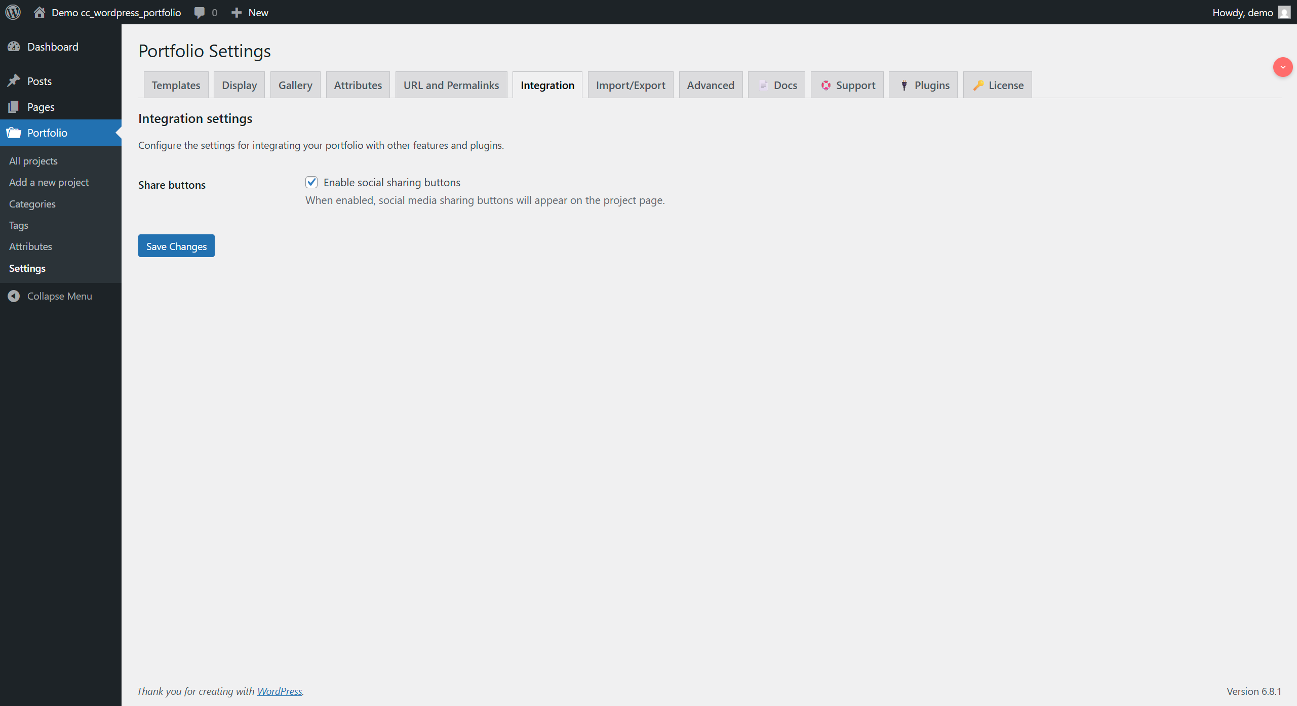módulo wordpress portfolio