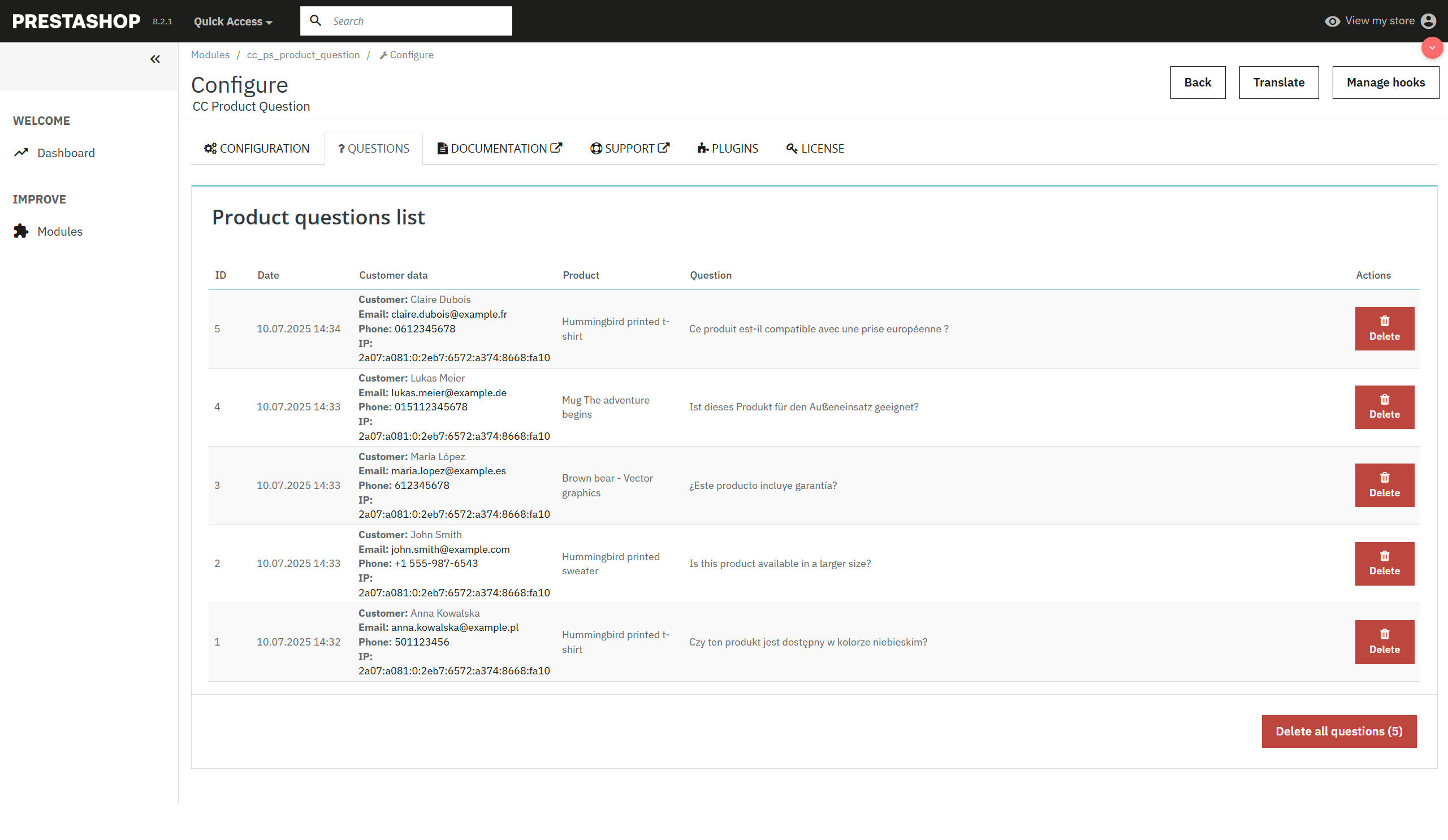 módulo ask product prestashop