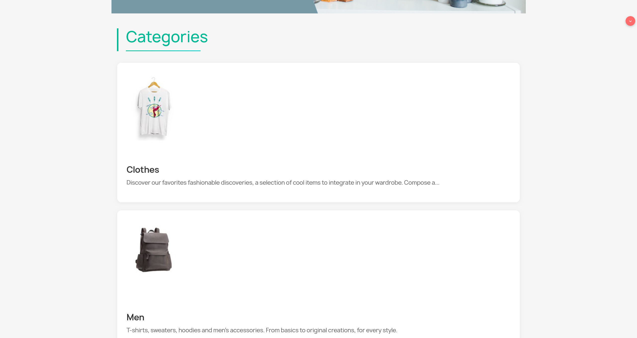 Categorías en la página de inicio de PrestaShop