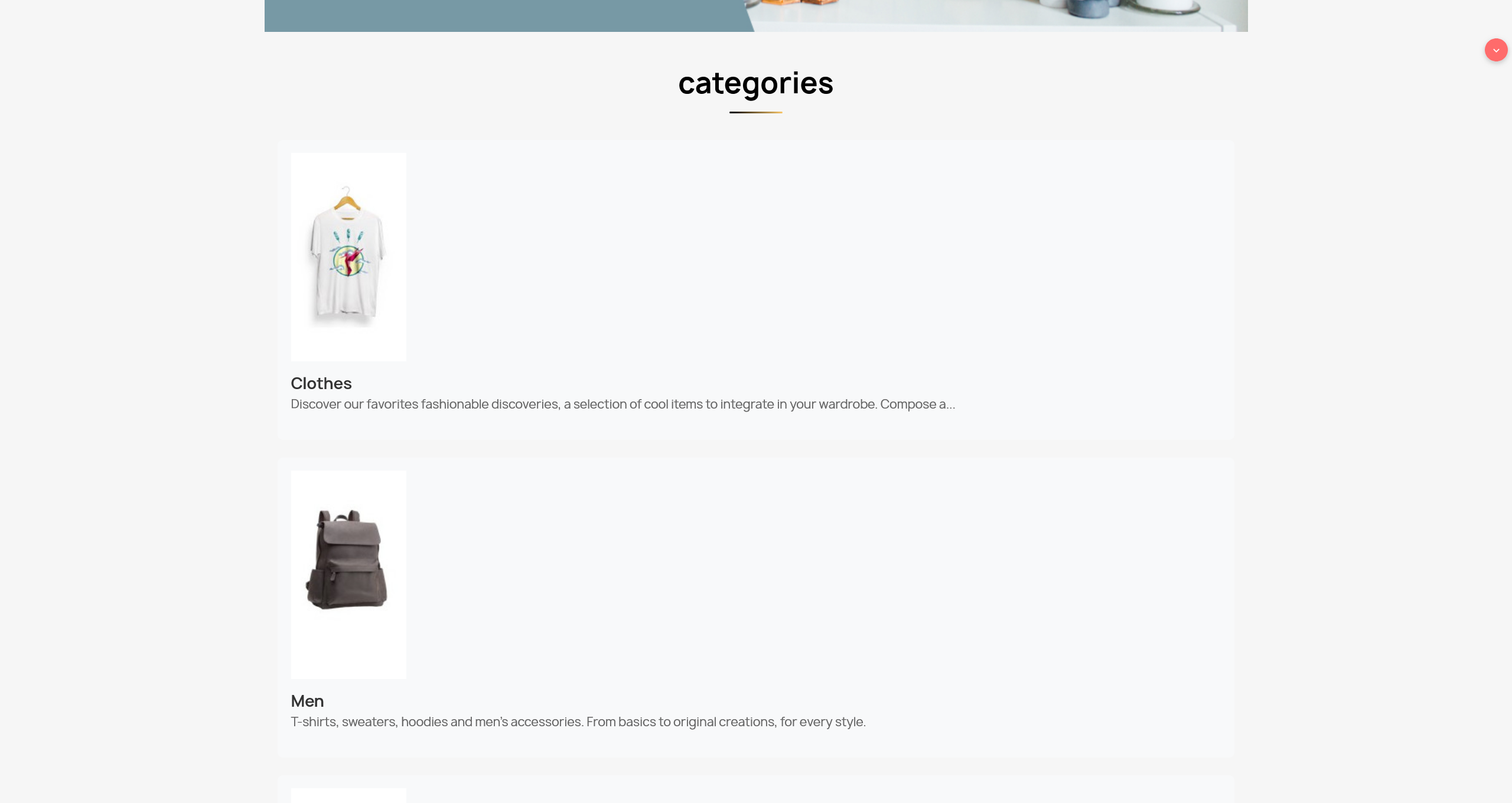 Categorías en la página de inicio de PrestaShop