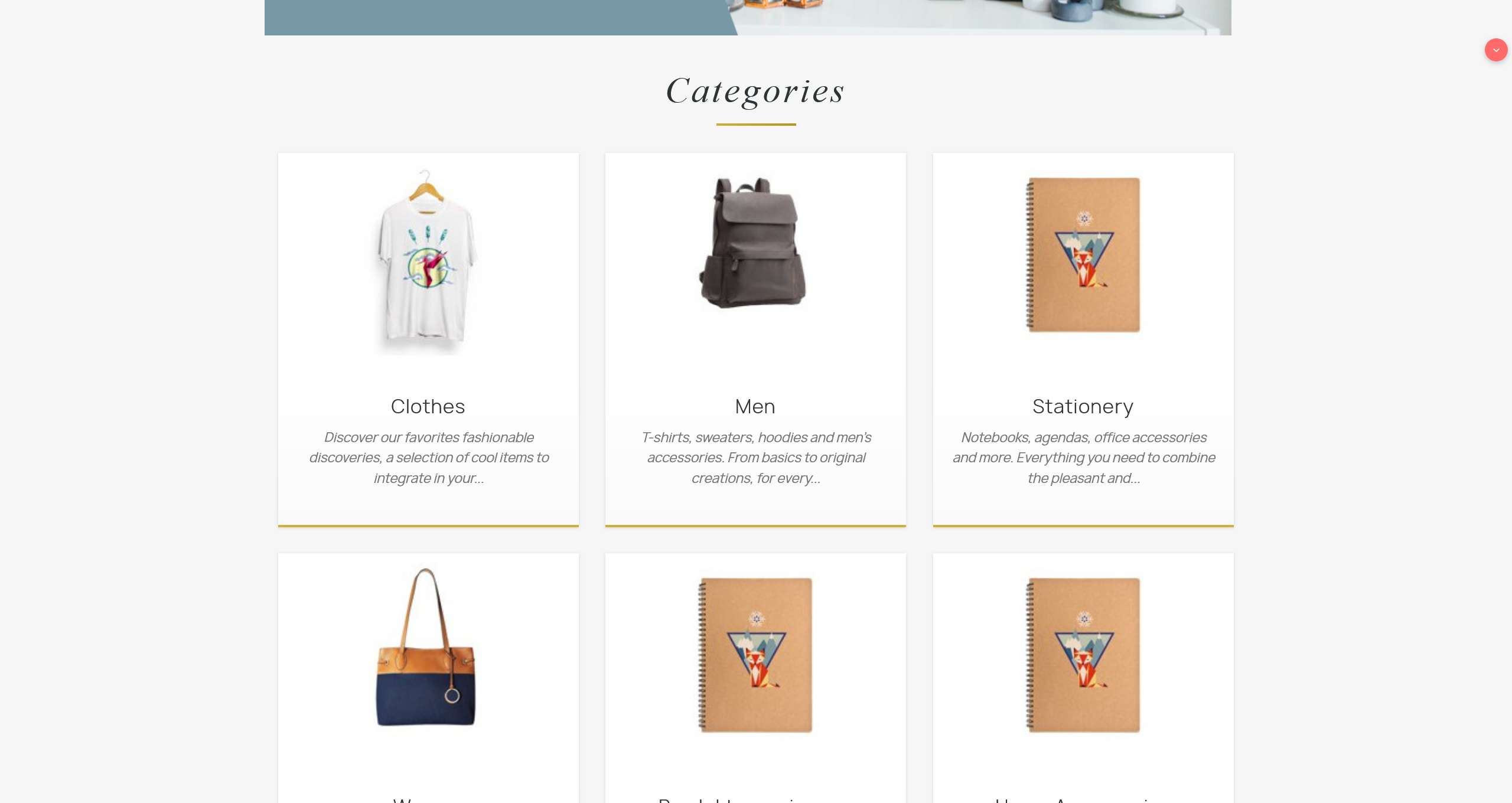 Categorías en la página de inicio de PrestaShop