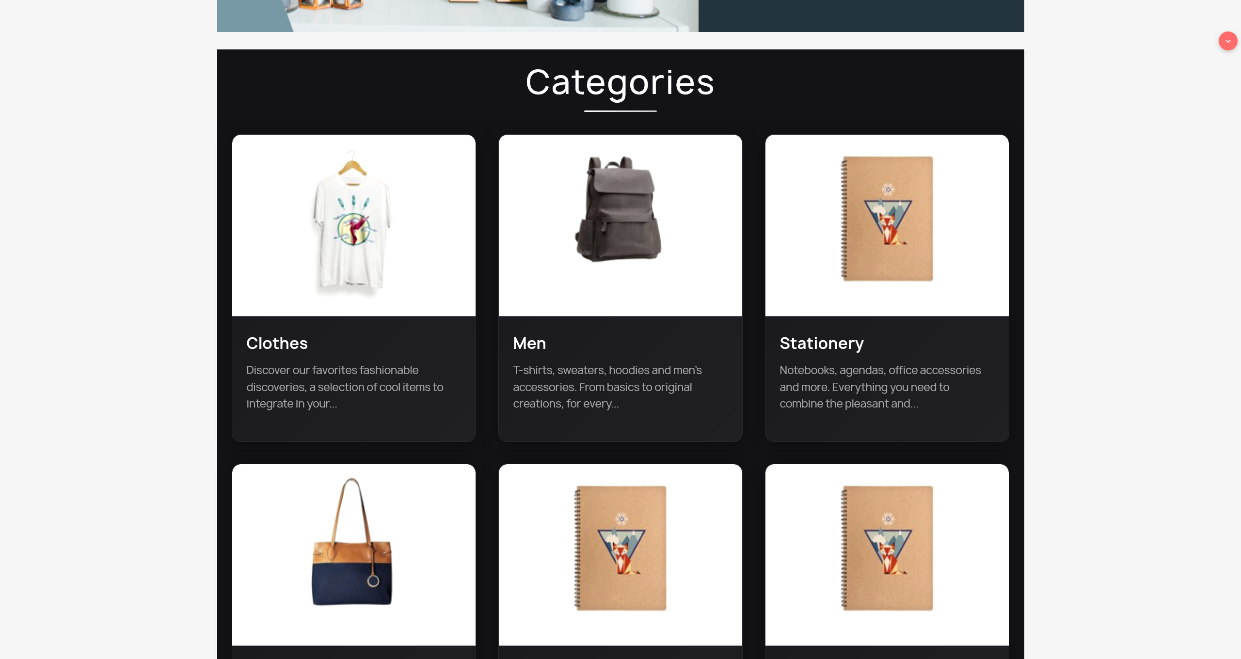 Categorías en la página de inicio de PrestaShop