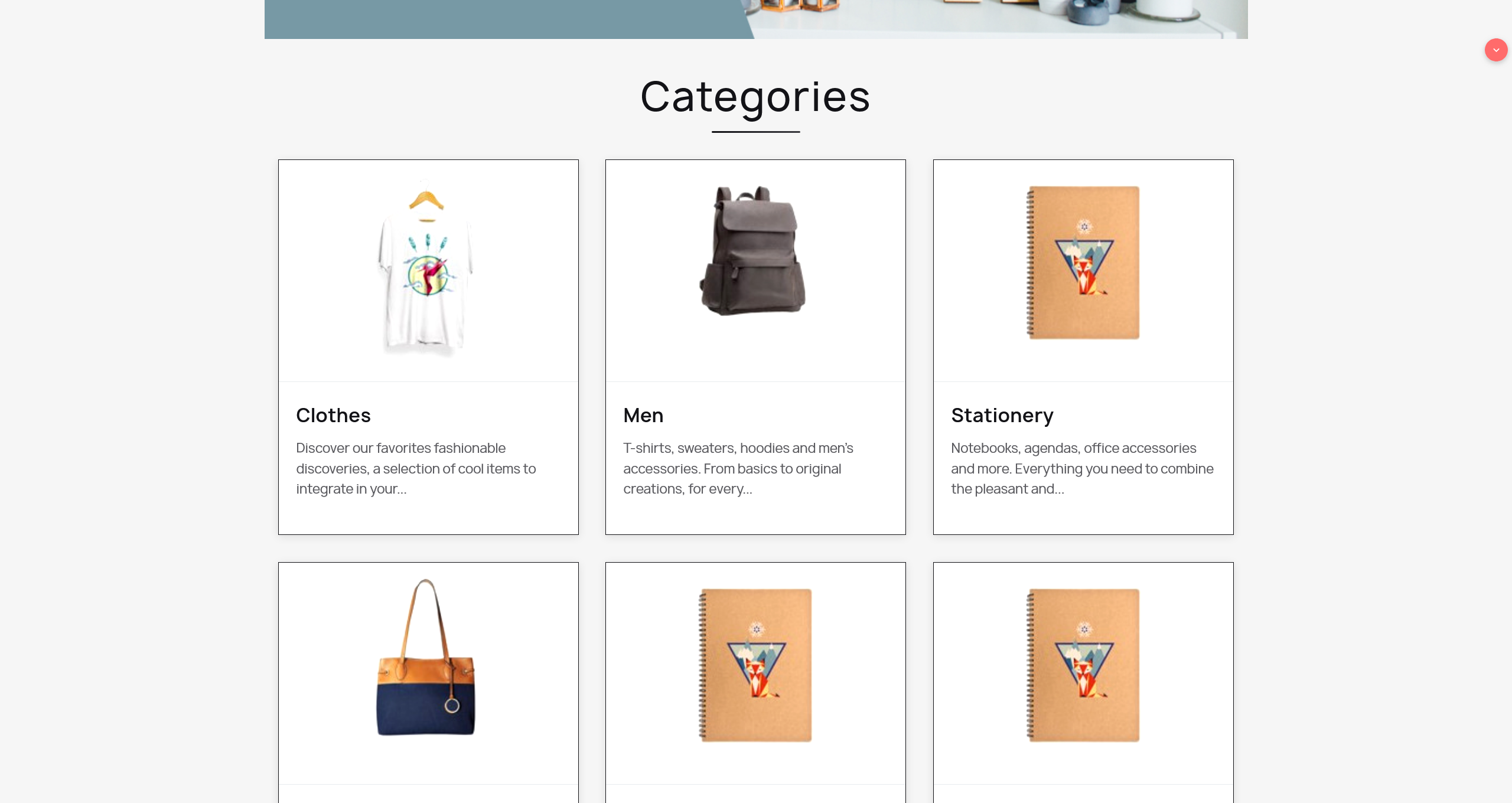 Categorías en la página de inicio de PrestaShop