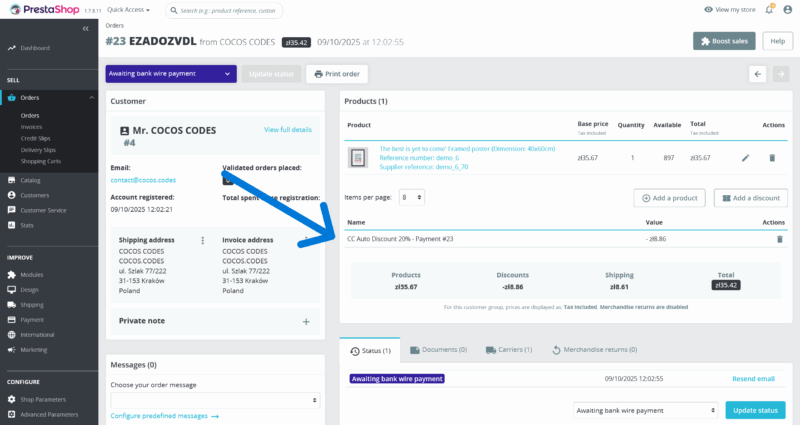 PrestaShop Automatyczny Rabat dla Metod Płatności