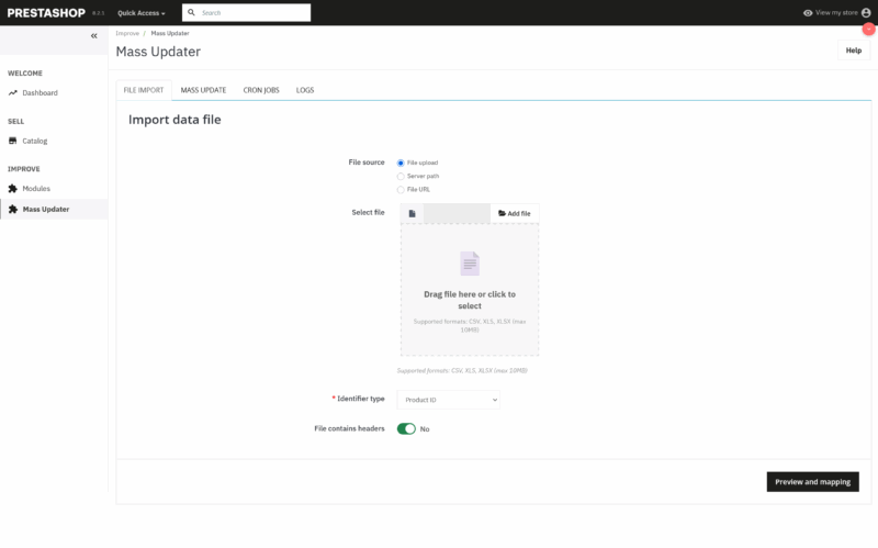 Masowa aktualizacja produktów