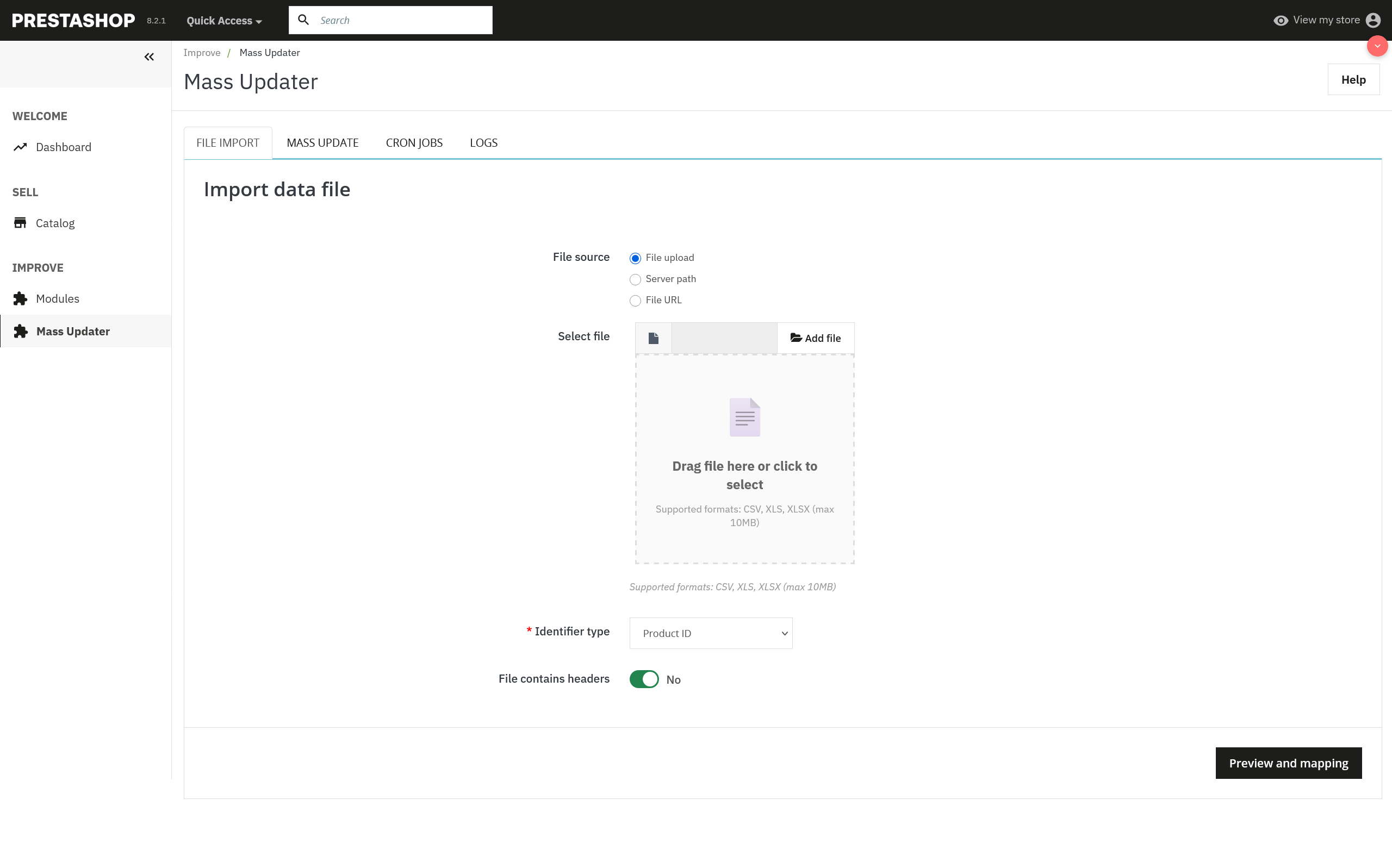 Actualización masiva de productos