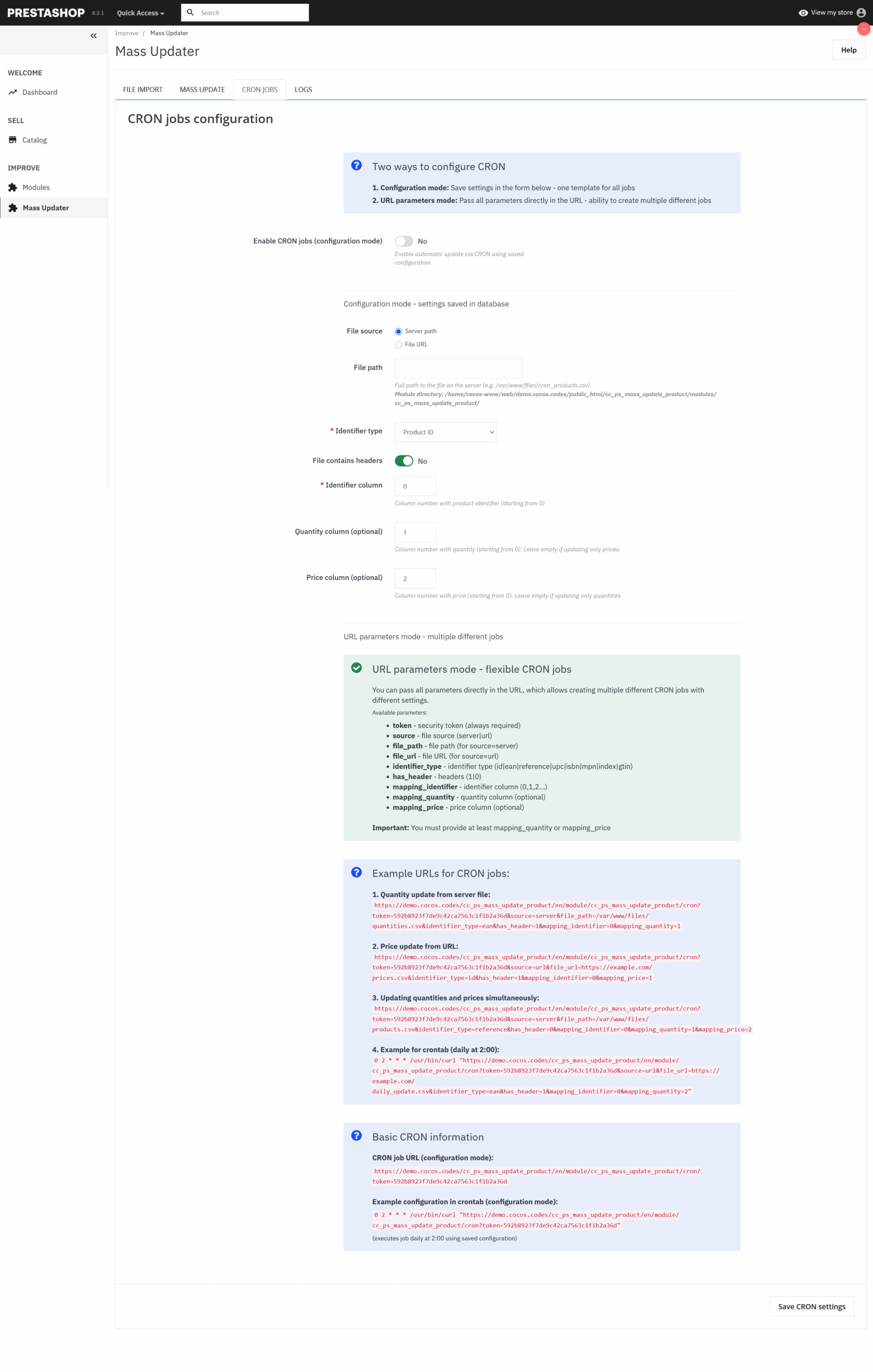 Actualización masiva de productos