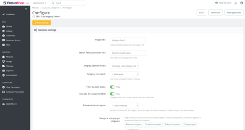 PrestaShop SEO-Unterkategorie-Suchmaschine